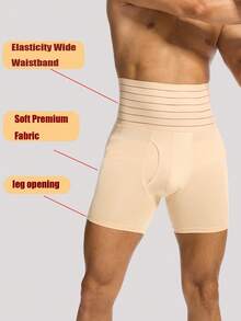 1pc Men's Slimming Compression Shorts, Shapewear Tummy Control Briefs - Apricot - View 2