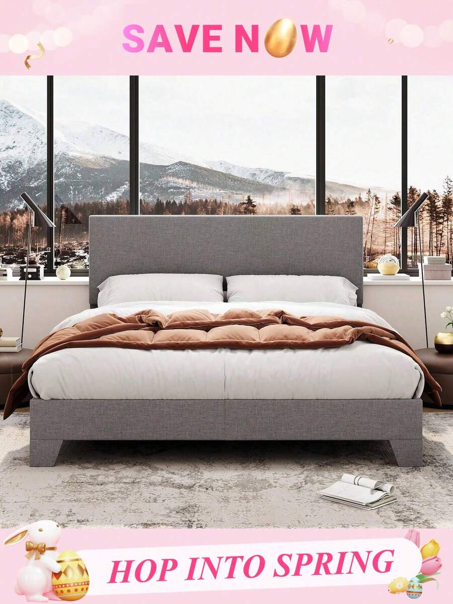 Allewie Full/Queen/King Size Bed Frame With Adjustable Headboard, Platform Bed With Wood Slats, Heavy Duty Mattress Foundation, No Box Spring Needed, Noise-Free, Easy Assembly * Bed Frame Queen Queen Bed Frame Bed Frame Full Full Size Bed Frame King Size Bed Frame Twin Bed Frame Room Decor Home Decor Christmas Decor Bedroom Decor Valentine Day Decor Storage Living Room Decor Furniture House Decor - Màu Xám nhạt - Xem 1