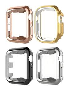 Apple Watch 表壳，黑色/银色/玫瑰金/透明色，适合 38 毫米/40 毫米/41 毫米/42 毫米/44 毫米/45 毫米/46 毫米/49 毫米 Apple Watch，男女时尚设计，柔软 TPU 材质带屏幕保护膜，二合一保护，适用于 Apple Watch Ultra/Series 10/SE/9/8/7/6/5/4