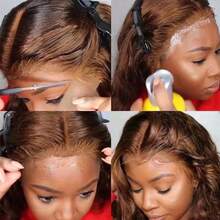 巧克力棕色透明蕾丝假发 真人发质假发 13x4 波浪蕾丝前部假发 预拔棕色假发 180 密度 4# 彩色假发 - S4 - 查看 8