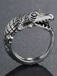 1pc Men's Punk Style Animal Alligator Wolf Lion Owl Vintage Ring, Gift Ideas