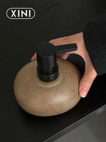 1pc Simple Design Ceramic Press Bottle, Suitable For Storing Lotion, Shower Gel, Shampoo In Bathroom, Kitchen, Vanity, Porch Counters. An Ideal Housewarming Gift For Newlyweds Or Sweet Present For Mother And Girls Bathroom Decor Fall Decor Back To School - Multicolor - View 4