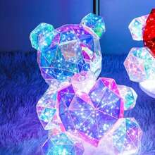 1 Pc 25 CM LED Teddy Bear Night Lights Colorful Lighting Two Styles Red Heart And Colored Heart Bedroom Desk Lamp Valentine's Day Atmosphere Surprise Romantic Gift USB Interface Living Room Party Bedroom Home Decor Happy Birthday Room Stuff Graduation Season Use