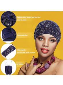 Awegeo Women's Handmade Crystal Embellished Breathable Headband Hat - Delicate Floral Design For Daily Home Use, Poncho Hat, Plain Beanie Sleep Bonnet - Multicolor - View 3