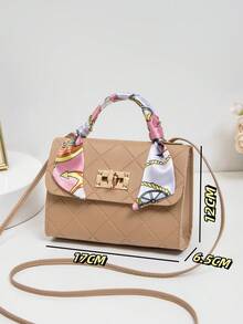 Fashion Women Handbag, Shoulder Bag, Crossbody Bag, Versatile Adorable Mini Bag, Comes With Scarf - Khaki - View 6