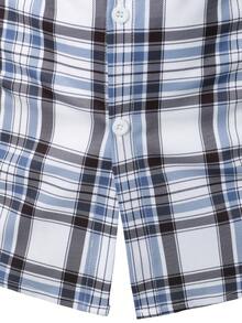 Men's Button-Down Short Sleeve Plaid Shirt, Casual Holiday Checked Short Sleeve Shirt - Blue - View 7