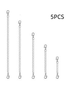5pcs/Pack Jewelry Extender Chain For Necklace Bracelet, DIY Necklace Accessories, Long Tail Chain Extender Chain, Extender Tail, Exquisite Gift Jewelry Accessories For Necklace, Bracelet Extender Chain, Tassel Pendant Jewelry Gift