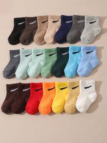 10 Pairs/Set Baby Boys' Random Candy Color Casual Elastic Mid-Calf Socks For Summer
