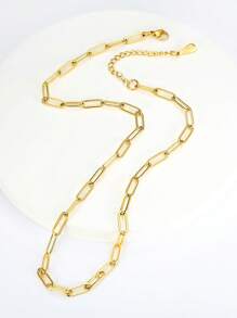 MONALLY 18K Gold Plated 1pc Luxury Fashion Safety Pin Chain Necklace For Women Stainless Steel Jewelry Best Friend Gifts For Party Graduation Prom Accessories