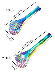 1pc Reusable Shell-Shaped Food Tong For Snack, Cake, Salad, Pastry, Bread, Fruit, Meat, Cookware, Spaghetti Clips With Gold And Silver Option, Kitchen Cooking Clamps, Party/Wedding Dinnerware, Multi-Functional Kitchen Utensils, Kitchen Supplies