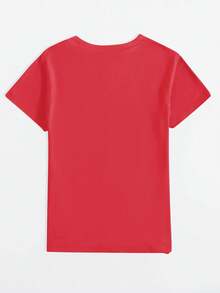 Women's Casual Christmas Print Round Neck Short Sleeve T-Shirt - Red - View 2