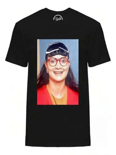 Camiseta con Imagen de Personaje de Betty La Fea y Letra, de 220g de Algodón 100% Puro