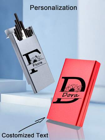 1pc Custom Slim Metal Cigarette Case For Women. It Features A Sliding Flip-Top Design Made Of Aluminum Alloy Material. It Is A Portable Storage Accessory For Slender Cigarettes, Suitable For Both Men And Women, And Is Available In A Variety Of Colors.