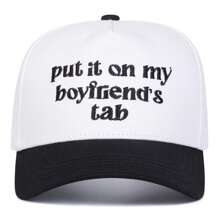 AR 1 Stück Frauen "Stell es auf meine Rechnung des Freundes" bestickte Trucker Kappe, Streetwear Mode Sonnenschutz lässige Kappe, geeignet für Frühling, Herbst, Reisen, Strandparty