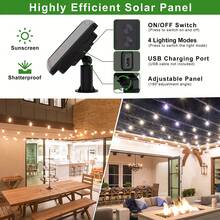 S14 Solar Outdoor String LED Lights(50/100FT), Patio Lights With Shatterproof Vintage Edison Bulbs, S14 E12 Sockets And IP44 Weatherproof Strand, Connectable Hanging Lights For Backyard, Garden, Cafe, Party, Wedding, Holiday Decoration - Solar - 查看 4