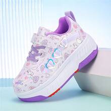 Zapatos de 4 ruedas con decoración de mariposa, ruedas de TPR desmontables, deslizamiento y caminar rápidos, adecuados para todas las estaciones - Morado - Ver 11