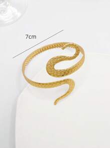 1 peça de braçadeira feminina personalizada estilo europeu e americano com cabeça de cobra, pulseira de metal ajustável e exagerada, aberta e envolta em cobra