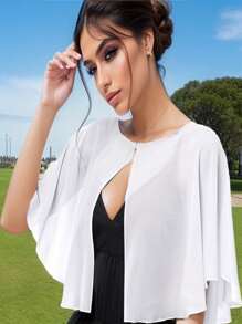 1 pezzo Scialle cardigan in chiffon morbido da donna per l'estate, perfetto come stola da sposa per cerimonie serali e come mantellina parasole per accessori fotografici da donna