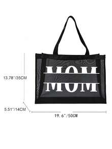 定制女包，定制文字网眼手提包，定制手提包，尼龙材质字母印花沙滩网眼手提包配沙滩包 - 彩色 - 查看 5