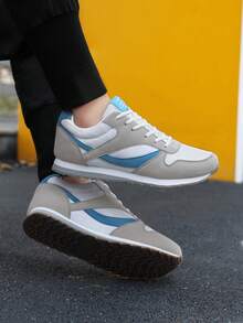 Autumn Mesh Thick Sole Casual Sports Sneakers , Fashion Versatile Simple Comfortable Shoes - White and Blue - View 3