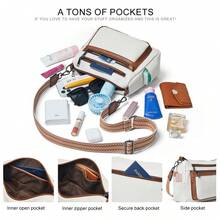 Bluome 7L Crossbody Purses For Women, Vegan Leather Shoulder Bag Handbags Medium Hobo Bag With Guitar Strap,Vacation Essentials&Back-To-School Essentials,Christmas Gifts - 米白配棕 - 查看 5