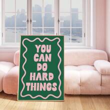 1pc, Canvas Hanging, Framed, Wall Arts, Posters, You Can Do Hard Things Art Print, Pink And Green Poster, Daily Reminder Affirmation Poster, Girly Bedroom Art, Dorm Decor, Home Office Decor, Room Decor