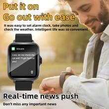 Reloj inteligente con pantalla táctil de 1.83" para hombre y mujer: llamadas inalámbricas, alertas de mensajes, recargable por USB, modos multideportivos, control remoto de cámara y música, podómetro, compatible con Android y iPhone, regalo ideal para la familia. Reloj inteligente para teléfonos Android. - Negro - Ver 10