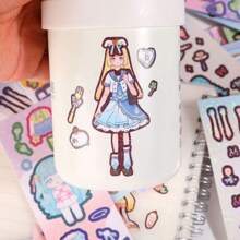 120 Peças Conjunto de Adesivos de Fantasia de Princesa, Decoração de Desenho Animado Fofa e Encantadora para Meninas