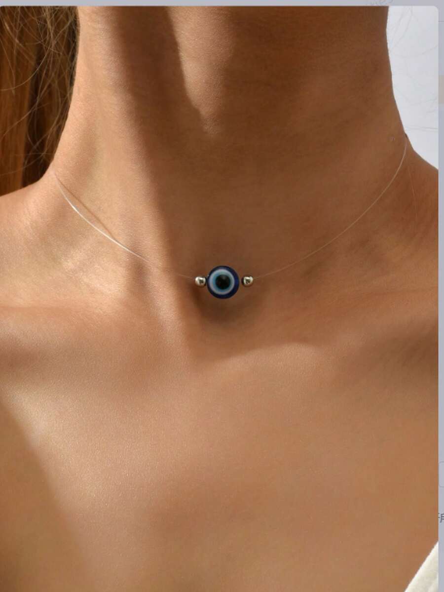1pc Minimalist & Versatile Invisible Devil's Eye Necklace - Multicolor - View 1