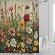 1pc Printed Waterproof Shower Curtain, With 12 Plastic Hooks, Machine Washable, Bathroom Partition, Bathtub Curtain, Bathroom Decor Window Curtain Back To School