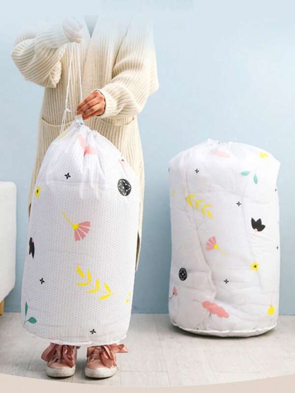 1pc,Drawstring Storage Bag,Folding Storage Bag,Round Storage Bag,Moisture-Proof Storage Bag,Quilt Storage Bag,Moving And Packing Luggage Bag,Organize Clothes Storage Bag,Drawstring Bag