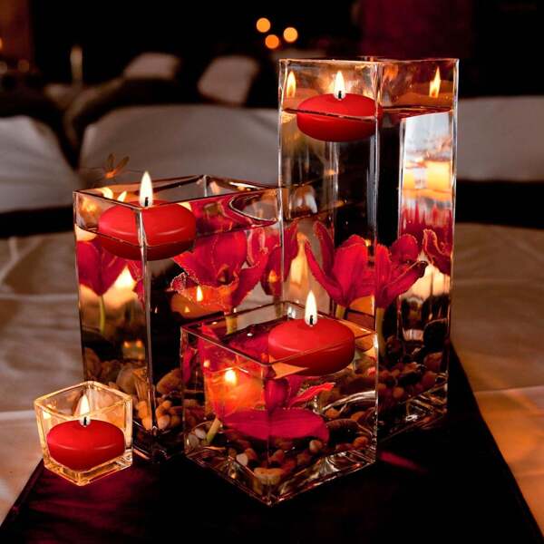 10pcs Floating Candles, Smokeless Single Wick - Suitable For Romantic Atmosphere And Decoration, Ideal For Valentine's Day, Christmas, Thanksgiving, Mother's Day, Father's Day Celebrations, Red Festival Candles