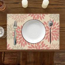 A Set Of 4/6pcs Spring And Summer Placemats Designed With Colorful Spring Flower Patterns, Woven From 100% Polyester Fiber, Machine Washable Polyester Placemats With Multiple Color Patterns To Choose From, Heat-Resistant, Stain Resistant, Waterproof, Easy To Clean, Suitable For Coffee Table Decoration, Holiday Party Decoration, Table Protection, Kitchen And Living Room Decoration