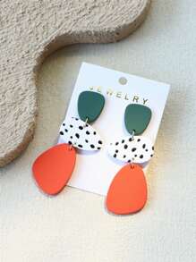 1 Pair Women Dotted Ceramic Texture INS Design Color Contrast Elegant Acrylic Long Dangle Earrings