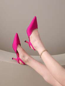 French Style Pointed Toe Slip-On Flat Sandals, Delicate Elegant Design, Suitable For Spring - Rose Red (3) - View 1
