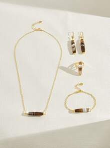 Mgyi Set de bijuterii retro de lux, la modă și de ultimă generație, pentru femei, colier, cercei, brățară, inel pentru femei, placat cu aur de 18K, cadou de Halloween pentru prieteni.