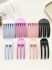 2 件套女士高冠蓬松发垫配件，简约休闲日常时尚树脂材料彩色 3/5 齿顶部蓬松发夹造型工具组合，适用于通勤、居家、化妆和沐浴 - 彩色 - 查看 2