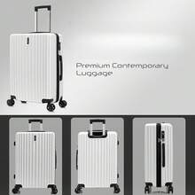 Suitcase Large Hard Shell | Aluminum Telescopic Handle |TSA 3 Digit Combination Lock| 4 Dual Spinner Wheels | Large Suitcase 4 Wheels Lightweight | Hold Check In Large Luggage (White, Large 28") - White - View 2