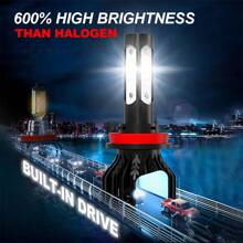 2pcs New Upgraded LED Bright Lamps 9005/HB3 9006/HB4 H4 H7 H11 H13 9007 6000K White 30000LM 180W Plug-N-Play Hi/Lo Beam All In One Quickly Spread Heat High Stability