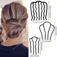 6-Piece Plastic Hair Comb Set - U-Shaped Hair Fork With Teeth For Bun Styling - Retro-Style Hair Accessories, Suitable For Women With Curly Or Normal Hair - Scent-Free, Suitable For Ages 14 And Above - Black Hairpin Rods, Suitable For Classic Hairstyles