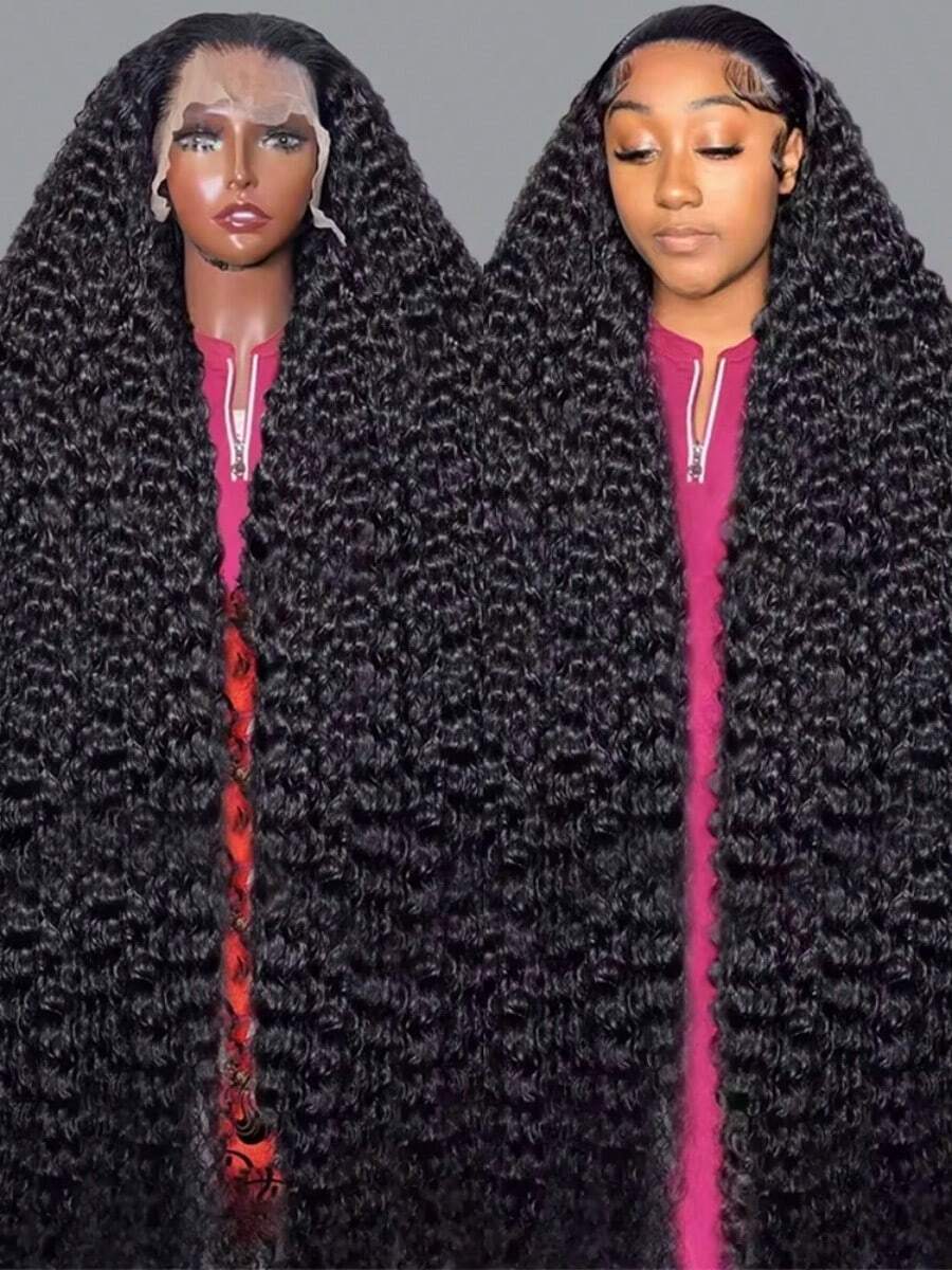 40 Inch Deep Wave 13x4 Lace Front Human Hair Wig 200% Remy Curl Full Lace Frontal Wig Human Hair For Black Women - Natural Black - Xem 1