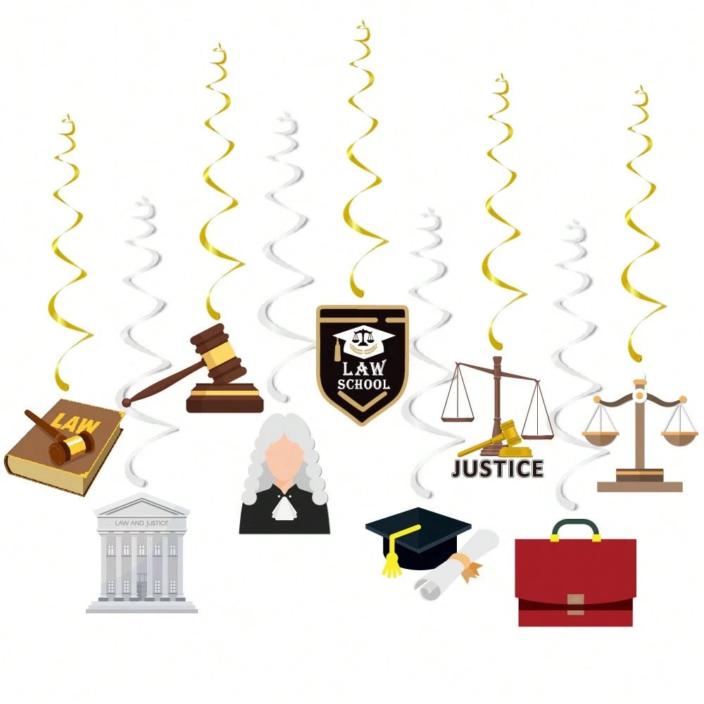 9pcs 2025 Graduation Coil Hanging Decor, Law School Graduation Party ...