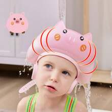 [Cute Piggy Shower Cap] Soft & Comfortable 1pc Adorable Piggy-Themed Youngsters Shower Cap - Adjustable With Ear Protection - Cute Cartoon Design In Pink, Blue, Yellow For Fun Bath Time