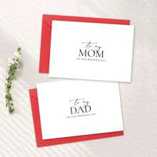 1PC/2PCS Wedding Card Elegant Cursive Script, For Mom And Dad On My Wedding Day, Includes Envelope, Ideal For Wedding Day Special Occasions, Minimalist Style Exquisite Design
