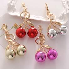 1 件樱桃设计钥匙扣，树脂材质，包袋装饰吊坠，汽车钥匙扣配件，优雅、可爱的钥匙扣汽车配件包饰学院风哥特式 Y2k 包袋配件挂绳带身份证夹汽车配件包饰 - 彩色 - 查看 3