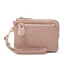 Mini Leather Coin Purse With Keychain Fashion Multi-Zip Wristlet Wallet Card Holder Portable For Women Wallet Mini Wallet Purse Wallet Coin Wallet Travel Wallet