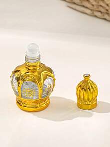 2 szt. 10 ml złote okrągłe szklane butelki z kulkami, przenośne, wielokrotnego napełniania olejki eteryczne i perfumy, tylko do mycia ręcznego, bezzapachowe, okrągły kształt