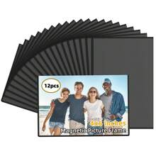 MAGNETIC PHOTO FRAME, HOLDS 4X6 INCHES (APPROX. 10.2 X 15.2 CM) PICTURES, REUSABLE BLACK MAGNET FRIDGE PHOTO SET FOR REFRIGERATOR, LOCKER, OFFICE CABINETS, FREE REMOVABLE FRIDGE TILE