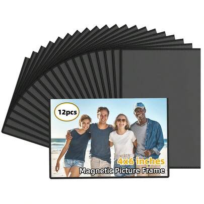 MAGNETISCHE FOTOLIJST, HOUDT FOTO'S VAN 4X6 INCH (CA. 10,2 X 15,2 CM), HERBRUIKBARE ZWARTE MAGNETISCHE KOELKASTFOTOSET VOOR KOELKAST, KASTJE, KANTOORKASTEN, GRATIS VERWIJDERBARE KOELKASTTEGEL