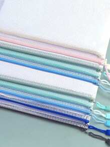 10/20pcs A4 Mesh Zipper Bags, PVC Mesh Zipper Pouches, Waterproof Plastic Mesh Zipper Envelopes, File Folders, Multi-Purpose Mesh Organizer Bags, Transparent Document Storage Bags Back To School